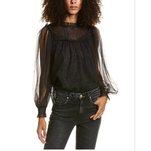 New Women's AllSaints Metallic Black Perri Top Size 8